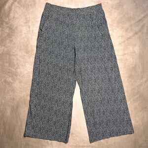 Vintage 80s Lucia Wide Leg Pants Polka Dot Abstract Black White Retro Disco Boho